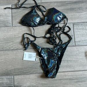 NWT Matinee by chiara biasi lamina Nero bikini set